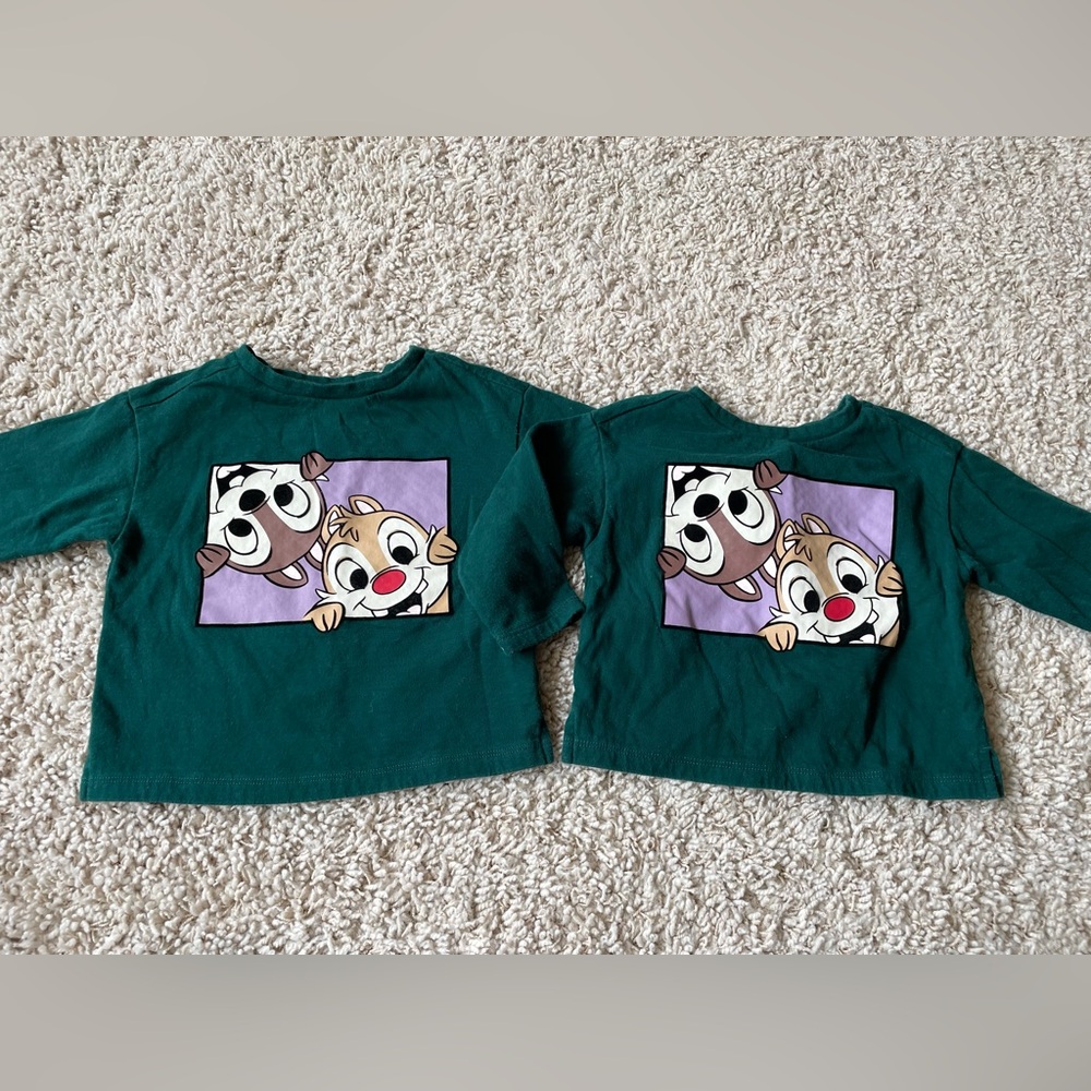 Baby Gap Disney Chip & Dale toddler sweatshirts - twin sibling matching shirts